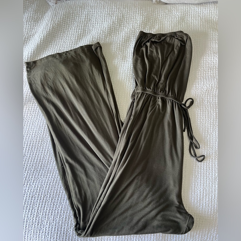 Green strapless jumpsuit